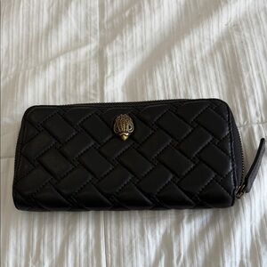 Kurt Geiger London Black Quilted Leather Zip Around Wallet With Gold Emblem
